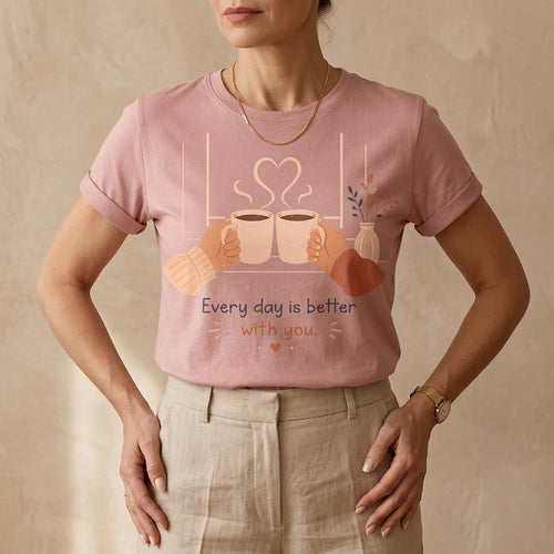 Every Day Is Better With You Romantic Coffee T-Shirt