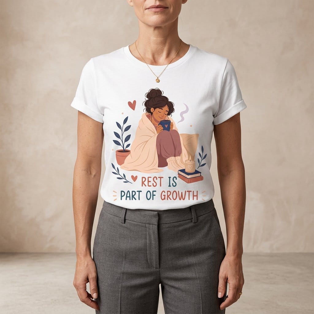 Rest Is Part of Growth T-Shirt | Self Care Inspirational Tee