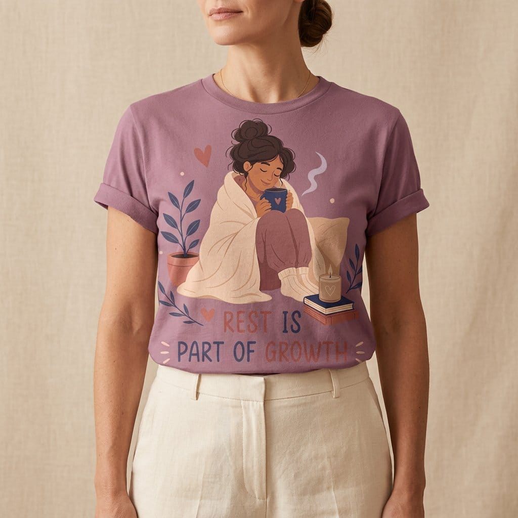 Rest Is Part of Growth T-Shirt | Self Care Inspirational Tee