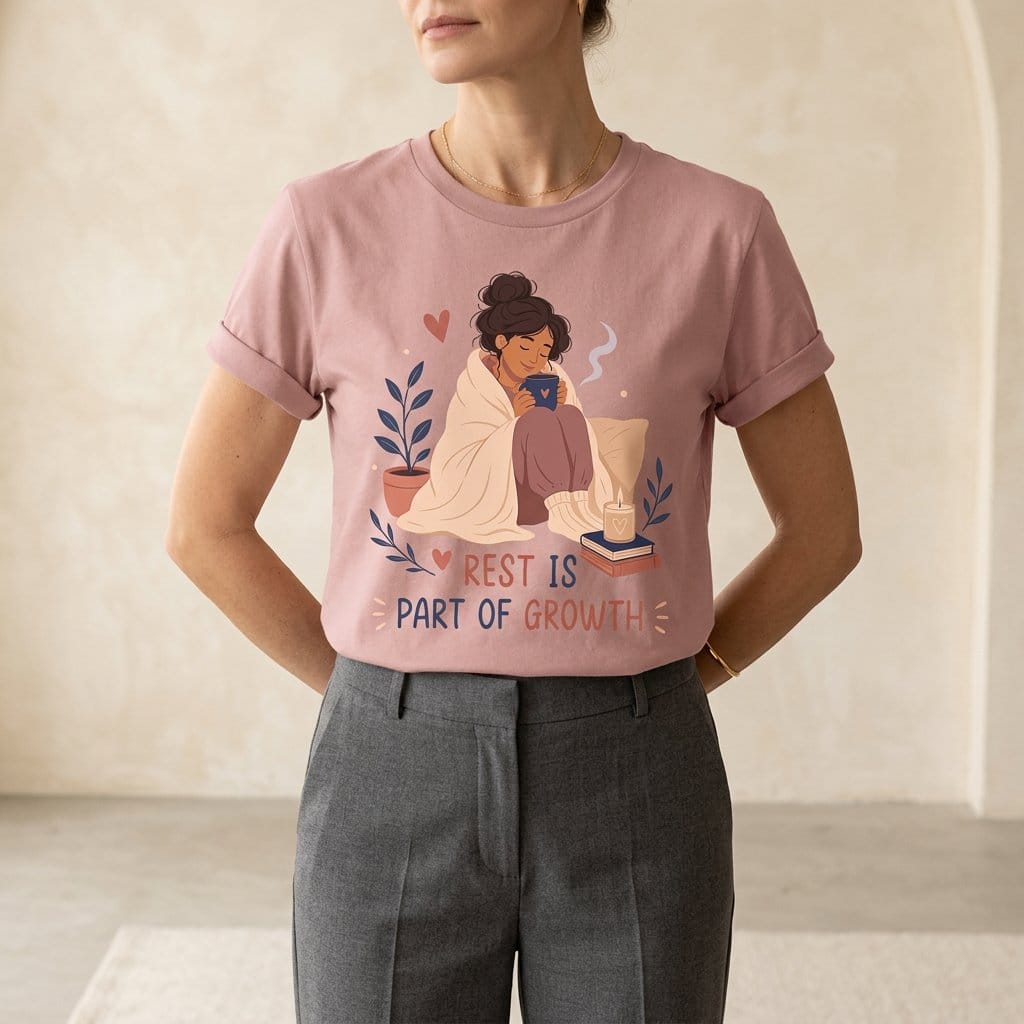 Rest Is Part of Growth T-Shirt | Self Care Inspirational Tee