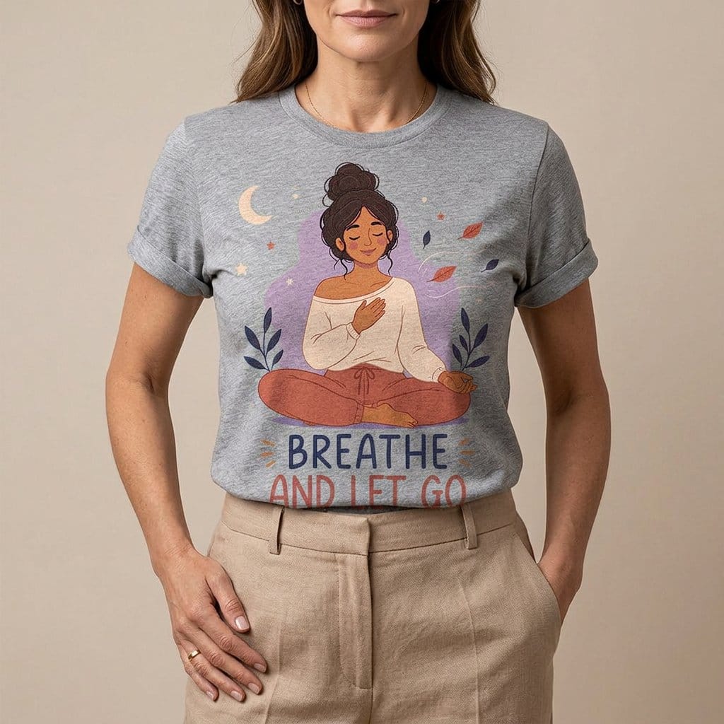 Breathe and Let Go Meditation T-Shirt | Mindfulness Inspirational Tee